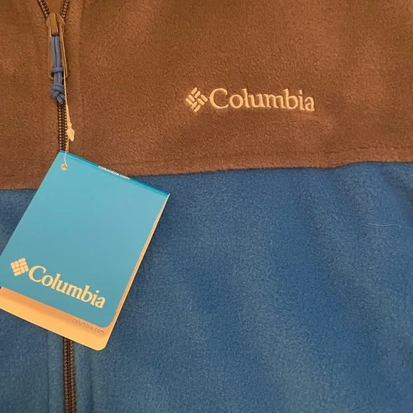 Columbia Men’s Jacket Blue and Gray Fleece Full-Zip - NEW - Picture 2 of 7